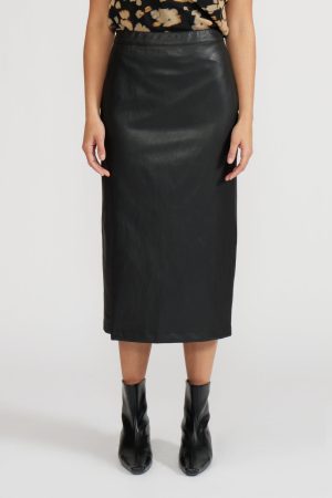 TAYLOR LEATHER MIDI SKIRT