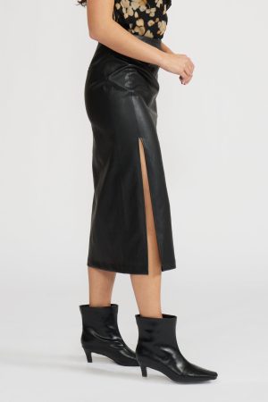 TAYLOR LEATHER MIDI SKIRT