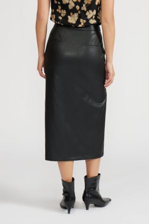 TAYLOR LEATHER MIDI SKIRT
