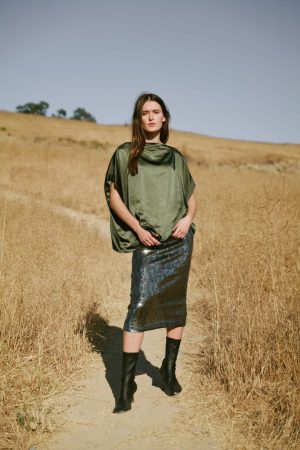 OLIVIA EMERALD SEQUIN SKIRT